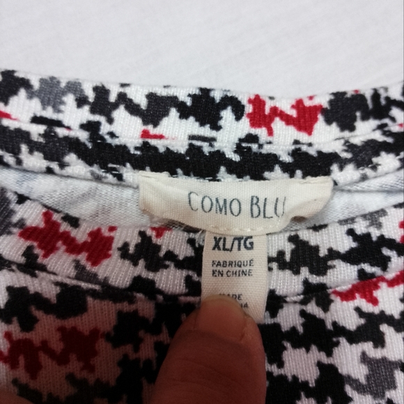 Como Blu Short Sleeve Soft Zig Zags Shirt Sweater Feel Embellished - Picture 3 of 5